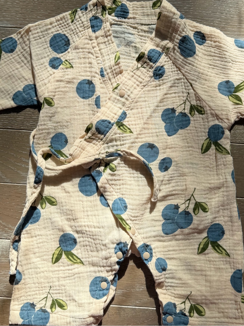 Miniolie Baby Blueberry Beige Kimono Romper Size 0-3 — image 2 of 4